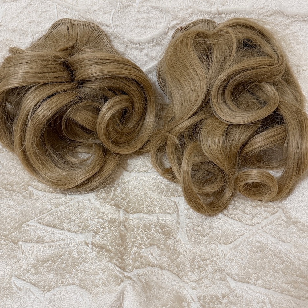 Real Wig Hair extensions Human Hair 2 piece Blond - Picture 1 of 7
